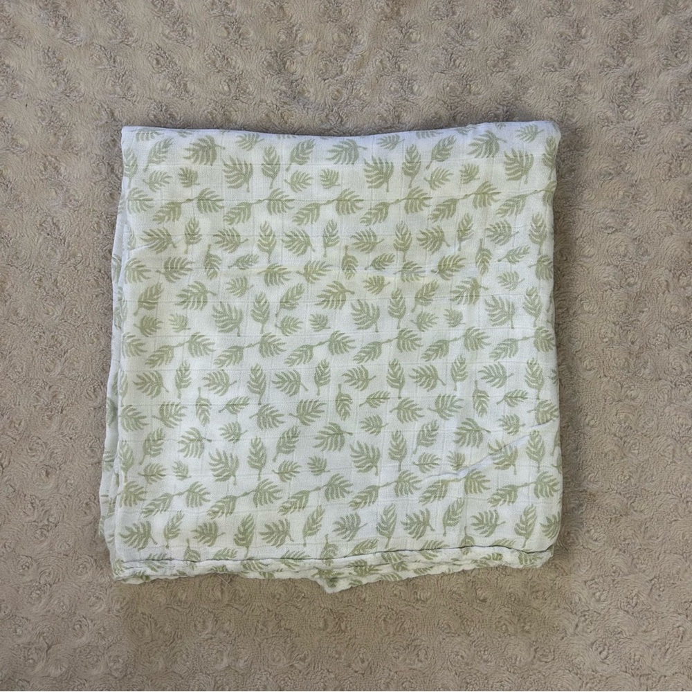 Bunny Palm Green Leaf Leaves Baby Swaddle Blanket White
